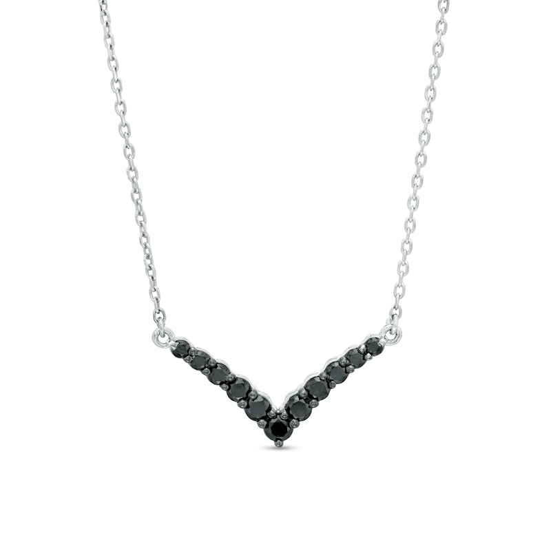 0.50 CT. T.W. Black Diamond Chevron Necklace in Sterling Silver – 18.75"