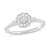Thumbnail Image 1 of 0.21 CT. T.W. Diamond Flower Frame Promise Ring in Sterling Silver