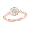 Thumbnail Image 0 of 0.21 CT. T.W. Multi-Diamond Flower Promise Ring in Sterling Silver with Rose Flash Plate
