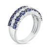 Thumbnail Image 2 of Vera Wang Love Collection Blue Sapphire and 0.45 CT. T.W. Diamond Triple Row Band in 10K White Gold