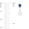 Thumbnail Image 2 of Vera Wang Love Collection Cultured Freshwater Pearl, Blue Sapphire and 0.085 CT. T.W. Diamond Earrings in 10K White Gold