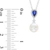 Thumbnail Image 4 of Vera Wang Love Collection Freshwater Cultured Pearl, Blue Sapphire and 0.05 CT. T.W. Diamond Pendant in 10K White Gold