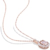 Oval Morganite, White Topaz, and 0.065 CT. T.W. Diamond Frame Pendant and Drop Earrings Set in 14K Rose Gold - 17"