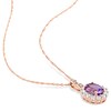 Thumbnail Image 4 of Oval Amethyst, White Topaz, and 0.065 CT. T.W. Diamond Frame Pendant and Drop Earrings Set in 14K Rose Gold - 17"