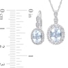 Thumbnail Image 5 of Oval Aquamarine, White Topaz, and 0.065 CT. T.W. Diamond Frame Pendant and Drop Earrings Set in 14K White Gold - 17"