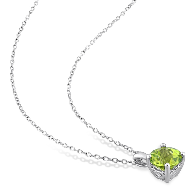 Main Image 4 of 7.0mm Peridot Solitaire Pendant and Stud Earrings Set in Sterling Silver