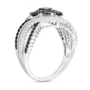 Thumbnail Image 2 of 1.18 CT. T.W. Black and White Diamond Three Stone Bypass Engagement Ring in 10K White Gold