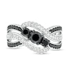 Thumbnail Image 3 of 1.18 CT. T.W. Black and White Diamond Three Stone Bypass Engagement Ring in 10K White Gold
