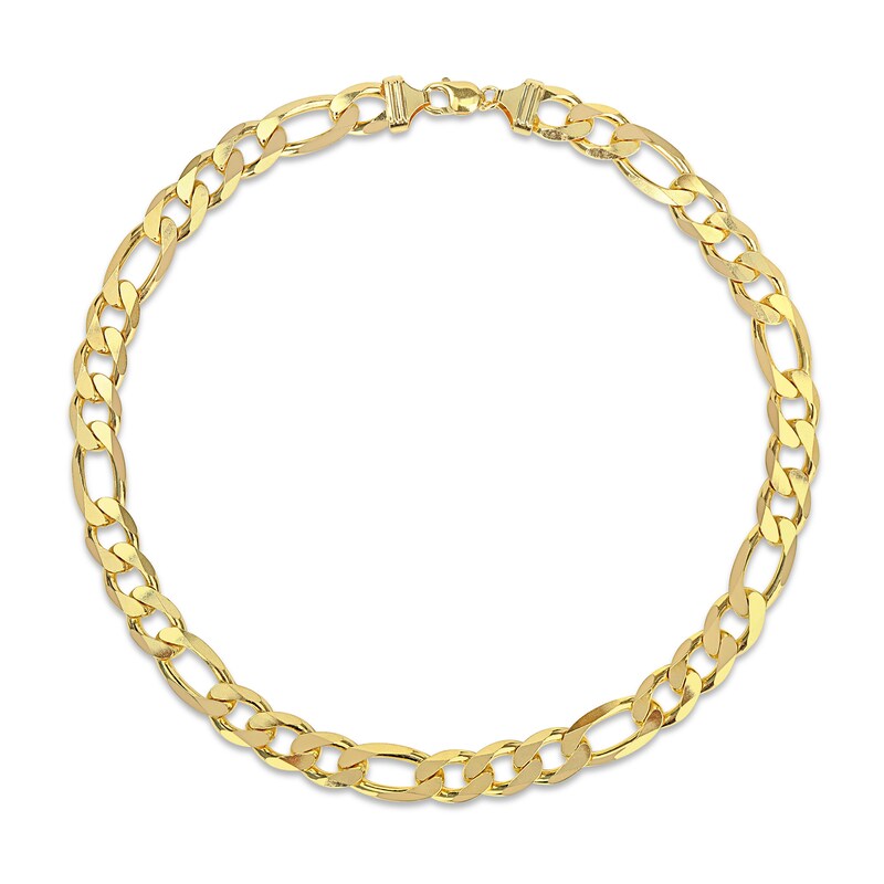 Main Image 3 of 14.5mm Figaro Chain Necklace in Sterling Silver with Gold-Tone Flash Plate - 24"