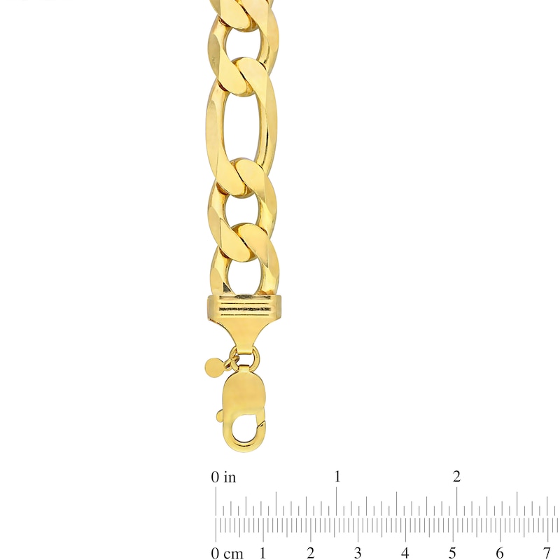 Main Image 4 of 14.5mm Figaro Chain Necklace in Sterling Silver with Gold-Tone Flash Plate - 24"