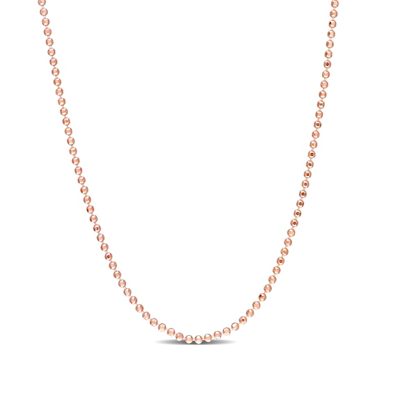 1.5mm Bead Chain Necklace in Sterling Silver with Rose-Tone Flash Plate