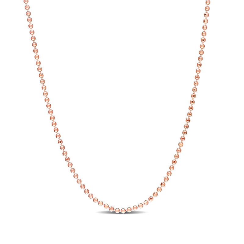 1.5mm Bead Chain Necklace in Sterling Silver with Rose-Tone Flash Plate - 20"