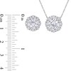 Thumbnail Image 5 of 9.0mm White Lab-Created Sapphire Patterned Frame Necklace and Stud Earrings Set in 10K White Gold - 17"
