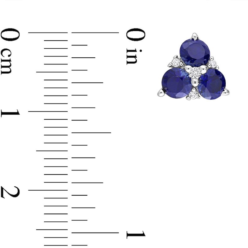 Main Image 3 of 4.0mm Blue and White Lab-Created Sapphire Stud Earrings in Sterling Silver