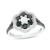 Thumbnail Image 0 of 1.25 CT. T.W. Black and White Diamond Double Frame Split Shank Engagement Ring in 10K White Gold