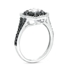 Thumbnail Image 2 of 1.25 CT. T.W. Black and White Diamond Double Frame Split Shank Engagement Ring in 10K White Gold