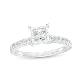 0.69 CT. T.W. Princess-Cut Diamond Engagement Ring in 10K White Gold (I/I2)