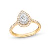 Thumbnail Image 1 of 0.83 CT. T.W. Certified Pear-Shaped Double Frame Engagement Ring in 14K Two-Tone Gold (F/SI2)
