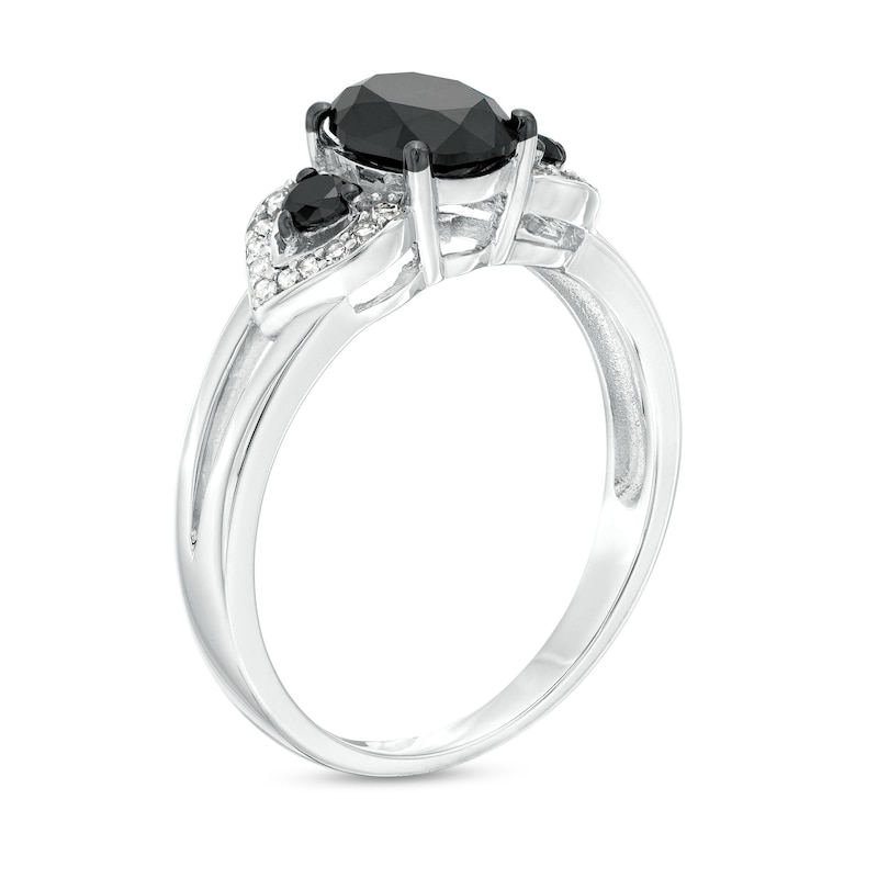 Main Image 3 of 1.45 CT. T.W. Oval Black and White Diamond Engagement Ring in 10K White Gold