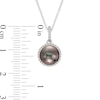 Black Cultured Tahitian Pearl and Diamond Accent Frame Pendant in 14K White Gold