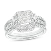 0.83 CT. T.W. Quad Princess-Cut Diamond Frame Split Shank Bridal Set in 10K White Gold (H/I1)