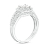 Thumbnail Image 2 of 0.83 CT. T.W. Quad Princess-Cut Diamond Frame Split Shank Bridal Set in 10K White Gold (H/I1)