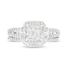 Thumbnail Image 3 of 0.83 CT. T.W. Quad Princess-Cut Diamond Frame Split Shank Bridal Set in 10K White Gold (H/I1)