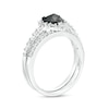 Thumbnail Image 3 of 1.02 CT. T.W. Heart-Shaped Black and White Diamond Frame Bridal Set in 10K White Gold