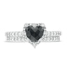 Thumbnail Image 4 of 1.02 CT. T.W. Heart-Shaped Black and White Diamond Frame Bridal Set in 10K White Gold