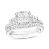 Thumbnail Image 1 of 0.93 CT. T.W. Quad Princess-Cut Diamond Frame Bridal Set in 10K White Gold (H/I1)