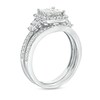 Thumbnail Image 3 of 0.93 CT. T.W. Quad Princess-Cut Diamond Frame Bridal Set in 10K White Gold (H/I1)