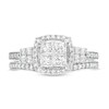 Thumbnail Image 4 of 0.93 CT. T.W. Quad Princess-Cut Diamond Frame Bridal Set in 10K White Gold (H/I1)