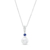 Thumbnail Image 1 of Vera Wang Love Collection 8.0mm Freshwater Cultured Pearl, Blue Sapphire and Diamond Accent Pendant in 10K White Gold