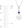 Thumbnail Image 3 of Vera Wang Love Collection 8.0mm Freshwater Cultured Pearl, Blue Sapphire and Diamond Accent Pendant in 10K White Gold