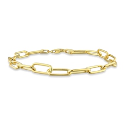 6.0mm Paper Clip Chain Anklet in Sterling Silver in Gold-Tone Flash Plate - 9"