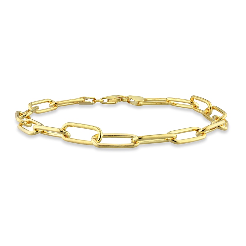 6.0mm Paper Clip Chain Anklet in Sterling Silver in Gold-Tone Flash Plate - 9"|Peoples Jewellers