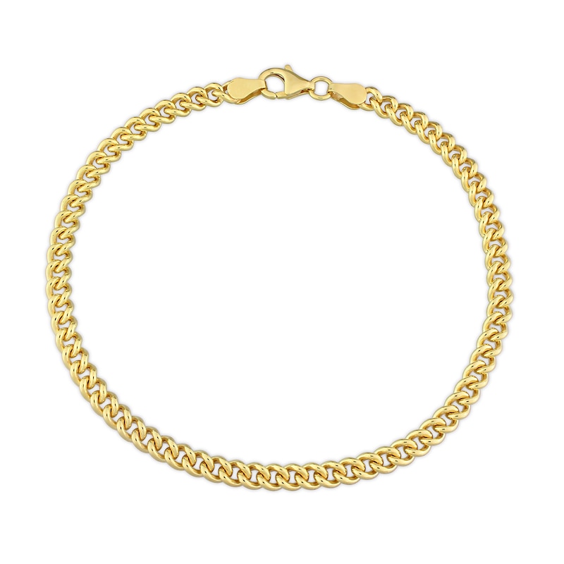 4.4mm Curb Chain Anklet in Sterling Silver in Gold-Tone Flash Plate - 9"