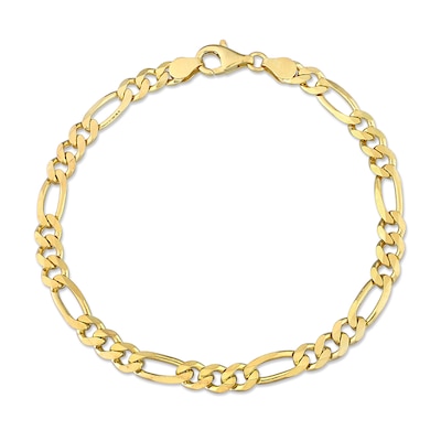 5.5mm Figaro Chain Anklet in Sterling Silver with Gold-Tone Flash Plate - 9"