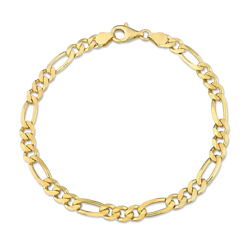 Main Image 1 of 5.5mm Figaro Chain Anklet in Sterling Silver with Gold-Tone Flash Plate - 9"