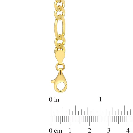 5.5mm Figaro Chain Anklet in Sterling Silver with Gold-Tone Flash Plate - 9"