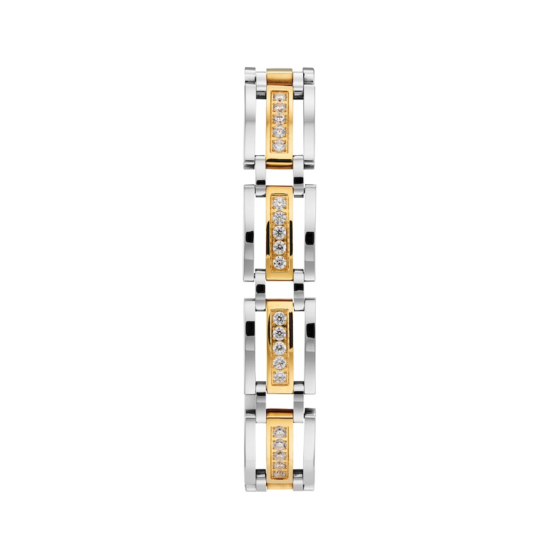 Main Image 4 of Men's Citizen Eco-Drive® Crystal Two-Tone Chronograph Watch with Black Dial and Bracelet Box Set (Model: AT2454-65E)