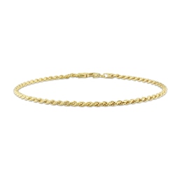 2.2mm Rope Chain Anklet in Sterling Silver with Gold Flash Plate - 9&quot;