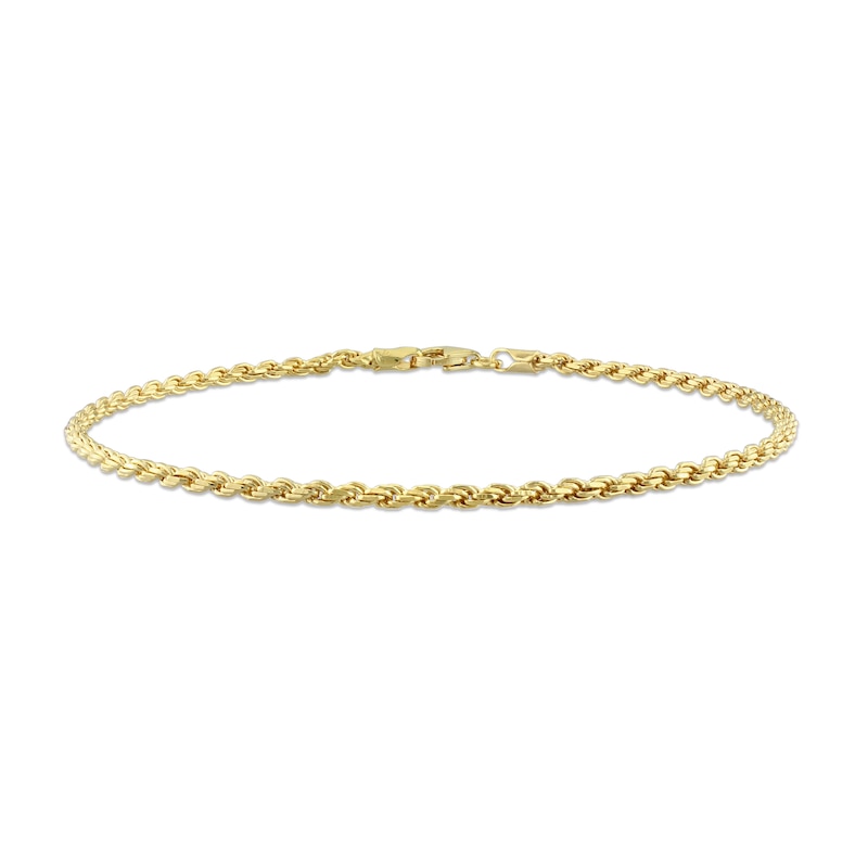 2.2mm Rope Chain Anklet in Sterling Silver with Gold-Tone Flash Plate - 9"