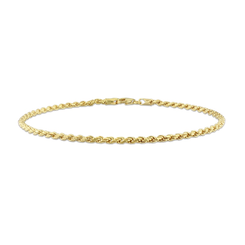 Main Image 1 of 2.2mm Rope Chain Anklet in Sterling Silver with Gold-Tone Flash Plate - 9"