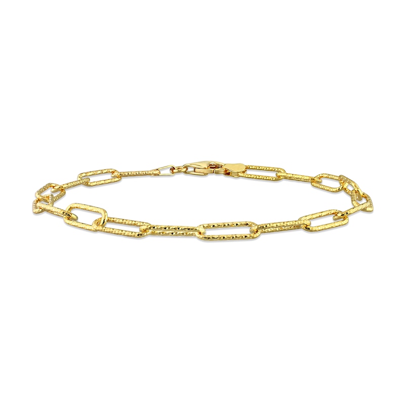 5.0mm Diamond-Cut Paper Clip Chain Anklet in Sterling Silver in Gold-Tone Flash Plate - 9"|Peoples Jewellers