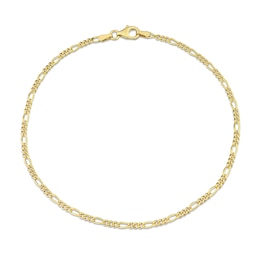 2.2mm Figaro Chain Anklet in Sterling Silver with Gold Flash Plate - 9&quot;
