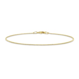 1.0mm Ball Chain Anklet in Sterling Silver with Gold-Tone Flash Plate - 9"