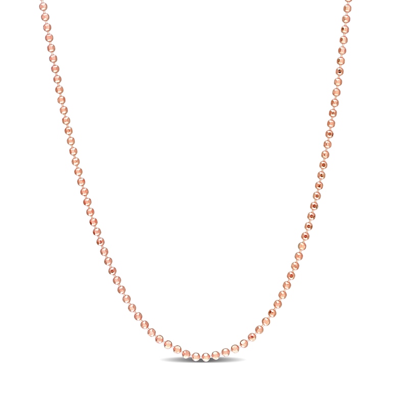 Main Image 1 of 1.5mm Bead Chain Necklace in Sterling Silver with Rose-Tone Flash Plate - 16"