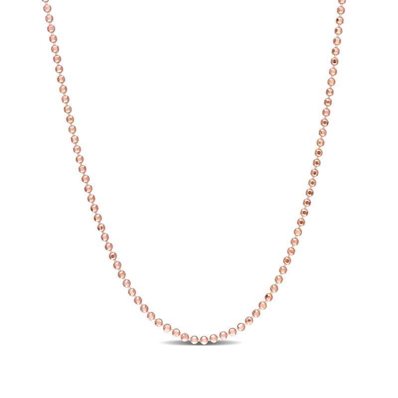 1.5mm Bead Chain Necklace in Sterling Silver with Rose-Tone Flash Plate