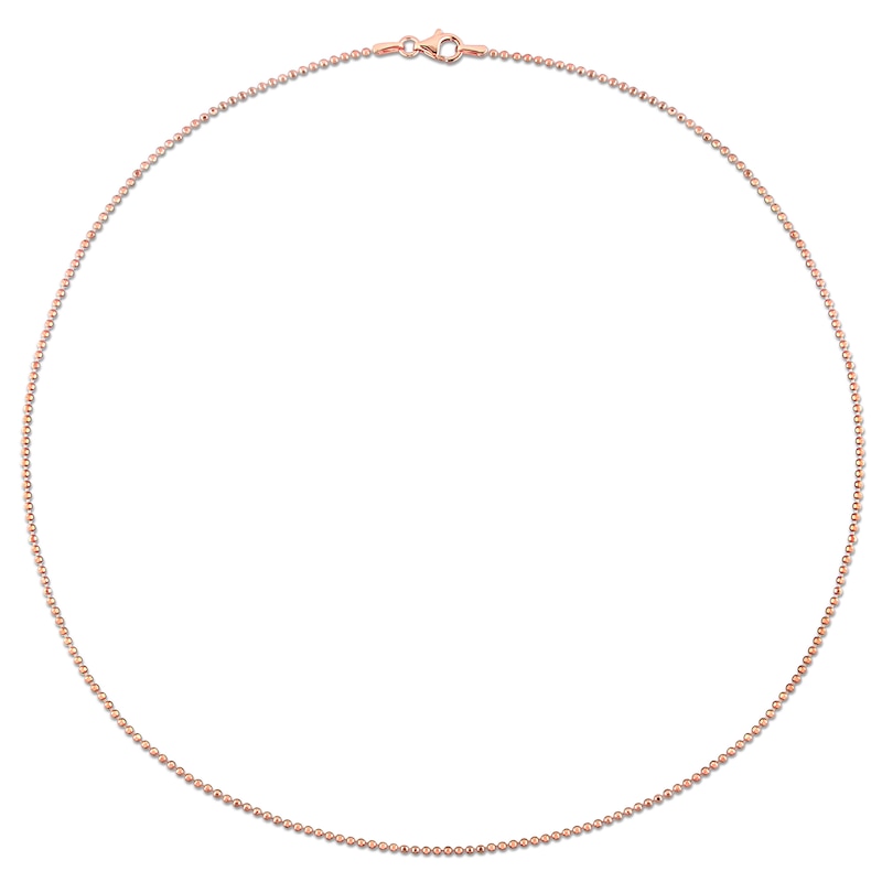 1.5mm Bead Chain Necklace in Sterling Silver with Rose-Tone Flash Plate